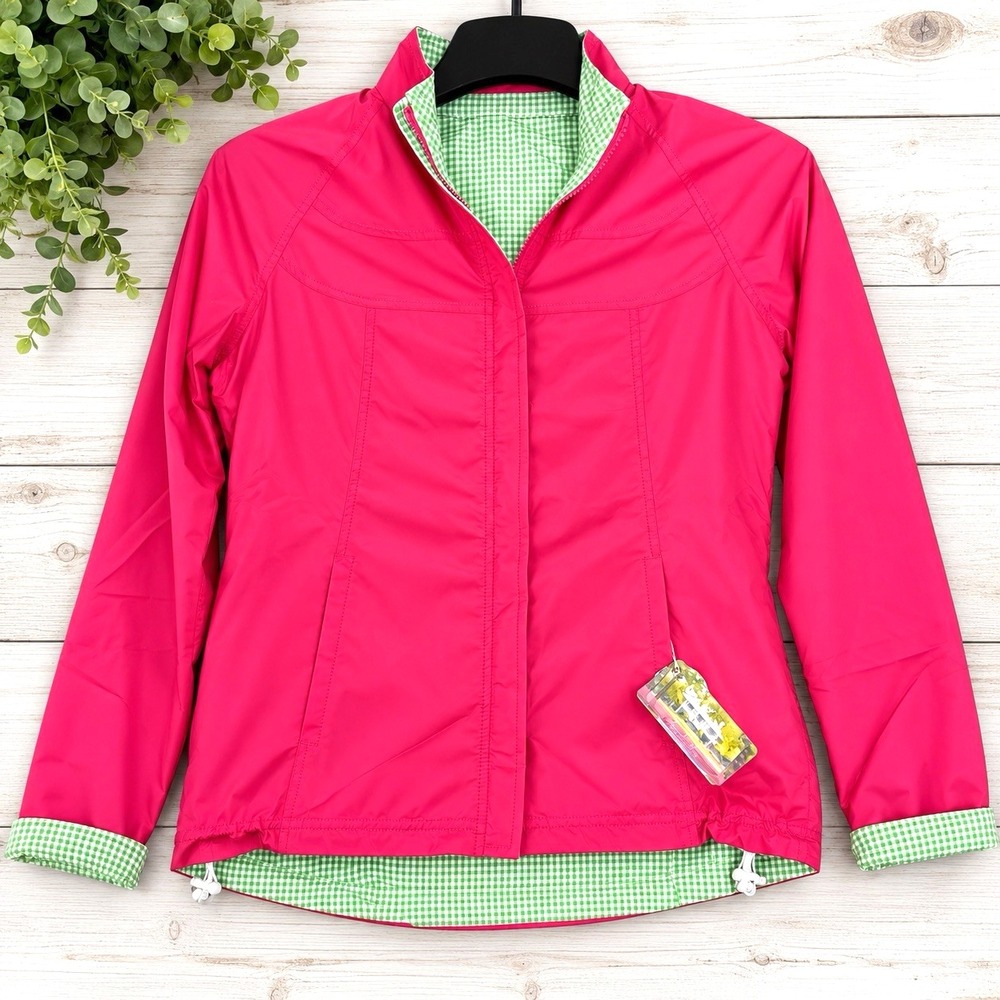 Magnolia Lane Tech Masters Reversible Jacket Womens S Azalea Pink Gingham NWT